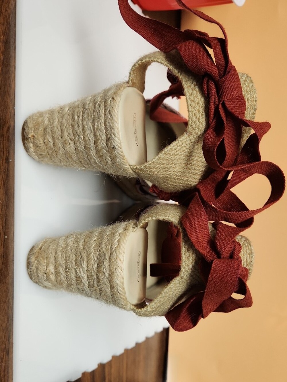 Coach Red Logo Espadrille Platform Sandals - Picture 4 of 5